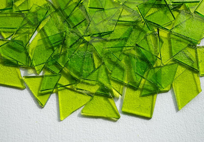 Large Transparent Textured Glass Tiles for DIY Crafts, 200g Stained Glass Pieces Supplies, 4 Shapes Tiles for DIY Mosaic Kit, Yellow Sunbeam