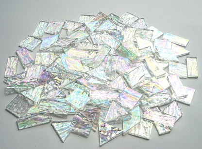 Large Transparent Textured Glass Tiles for DIY Crafts, 200g Stained Glass Pieces Supplies, 4 Shapes Tiles for DIY Mosaic Kit, Yellow Sunbeam