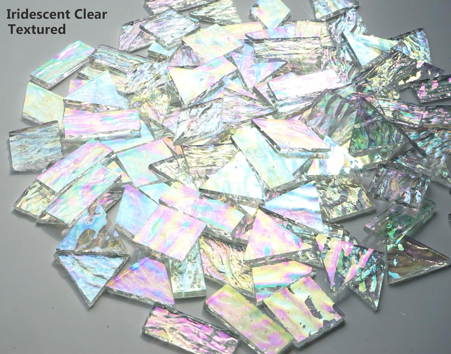 Large Transparent Textured Glass Tiles for DIY Crafts, 200g Stained Glass Pieces Supplies, 4 Shapes Tiles for DIY Mosaic Kit, Yellow Sunbeam
