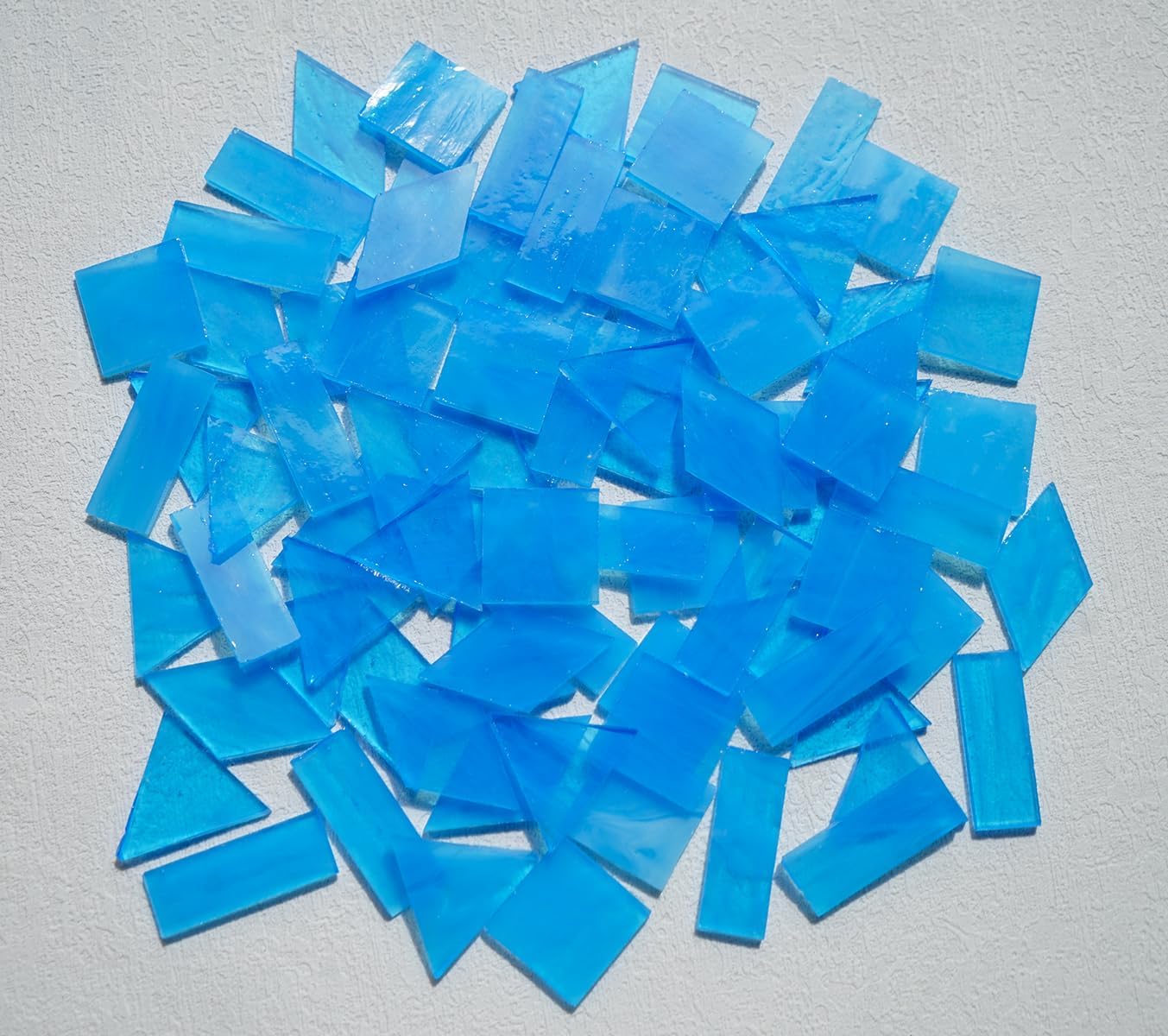Large Transparent Textured Glass Tiles for DIY Crafts, 200g Stained Glass Pieces Supplies, 4 Shapes Tiles for DIY Mosaic Kit, Yellow Sunbeam