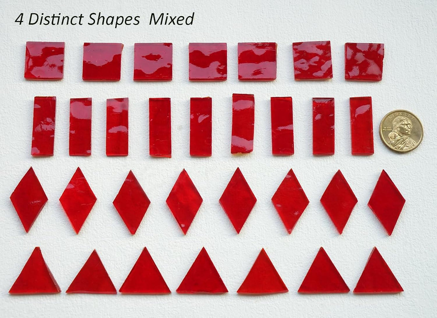 Large Transparent Textured Glass Tiles for DIY Crafts, 200g Stained Glass Pieces Supplies, 4 Shapes Tiles for DIY Mosaic Kit, Yellow Sunbeam