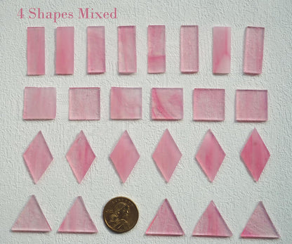 Large Transparent Textured Glass Tiles for DIY Crafts, 200g Stained Glass Pieces Supplies, 4 Shapes Tiles for DIY Mosaic Kit, Yellow Sunbeam
