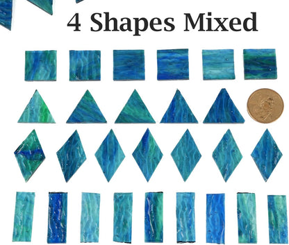 Large Transparent Textured Glass Tiles for DIY Crafts, 200g Stained Glass Pieces Supplies, 4 Shapes Tiles for DIY Mosaic Kit, Yellow Sunbeam