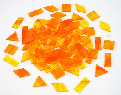 Large Transparent Textured Glass Tiles for DIY Crafts, 200g Stained Glass Pieces Supplies, 4 Shapes Tiles for DIY Mosaic Kit, Yellow Sunbeam