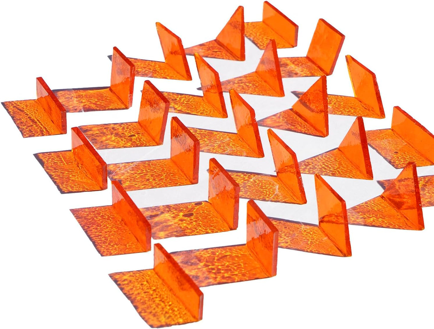 Large Transparent Textured Glass Tiles for DIY Crafts, 200g Stained Glass Pieces Supplies, 4 Shapes Tiles for DIY Mosaic Kit, Yellow Sunbeam