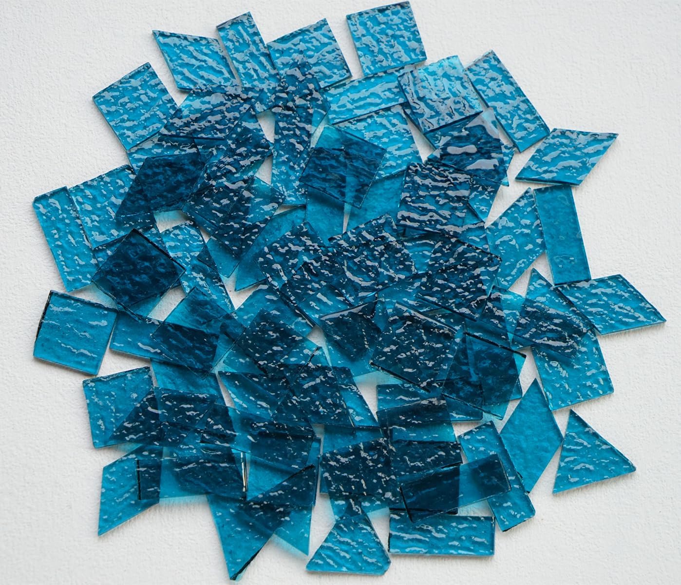 Large Transparent Textured Glass Tiles for DIY Crafts, 200g Stained Glass Pieces Supplies, 4 Shapes Tiles for DIY Mosaic Kit, Yellow Sunbeam