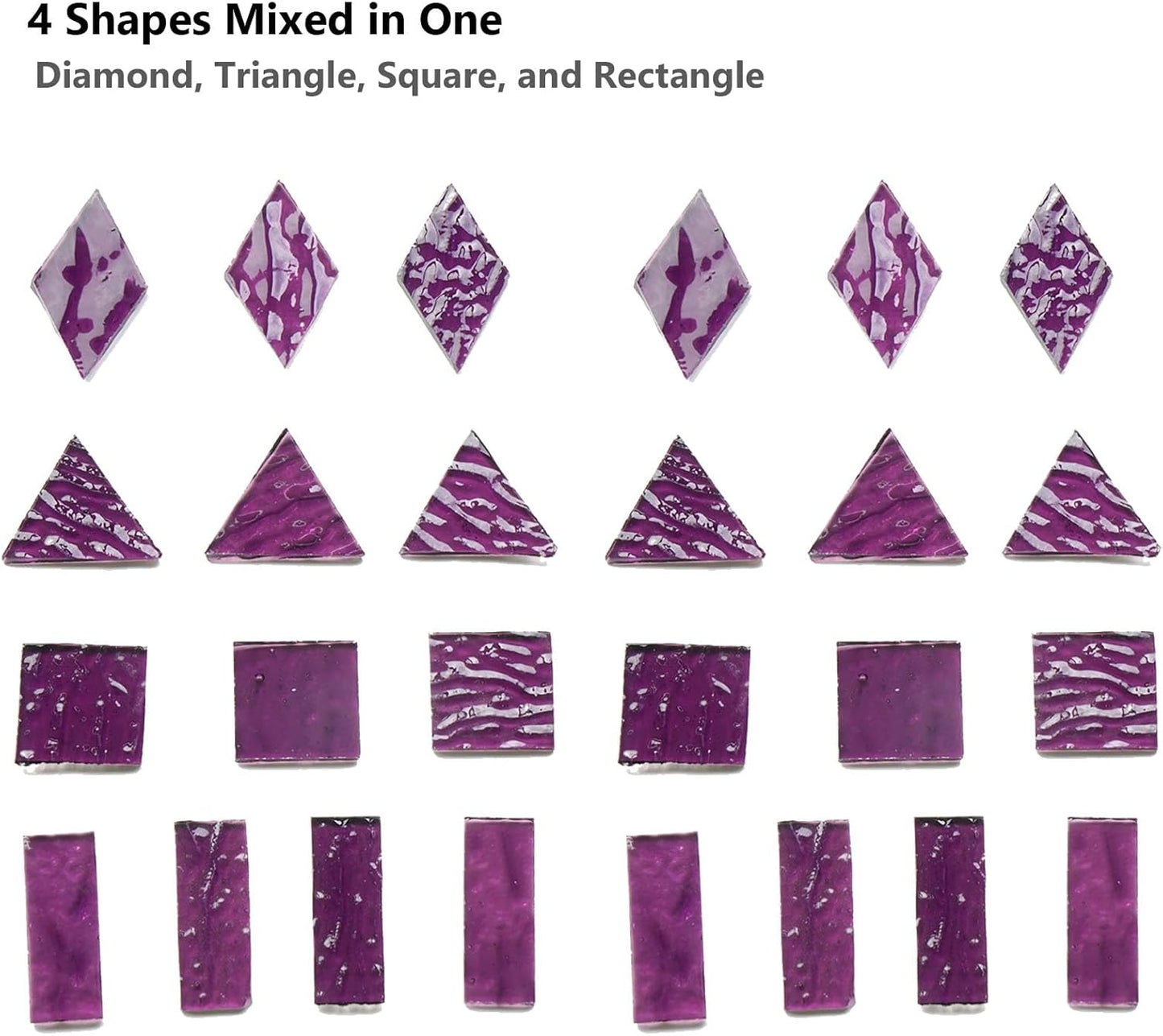 Large Transparent Textured Glass Tiles for DIY Crafts, 200g Stained Glass Pieces Supplies, 4 Shapes Tiles for DIY Mosaic Kit, Yellow Sunbeam