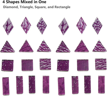 Large Transparent Textured Glass Tiles for DIY Crafts, 200g Stained Glass Pieces Supplies, 4 Shapes Tiles for DIY Mosaic Kit, Yellow Sunbeam