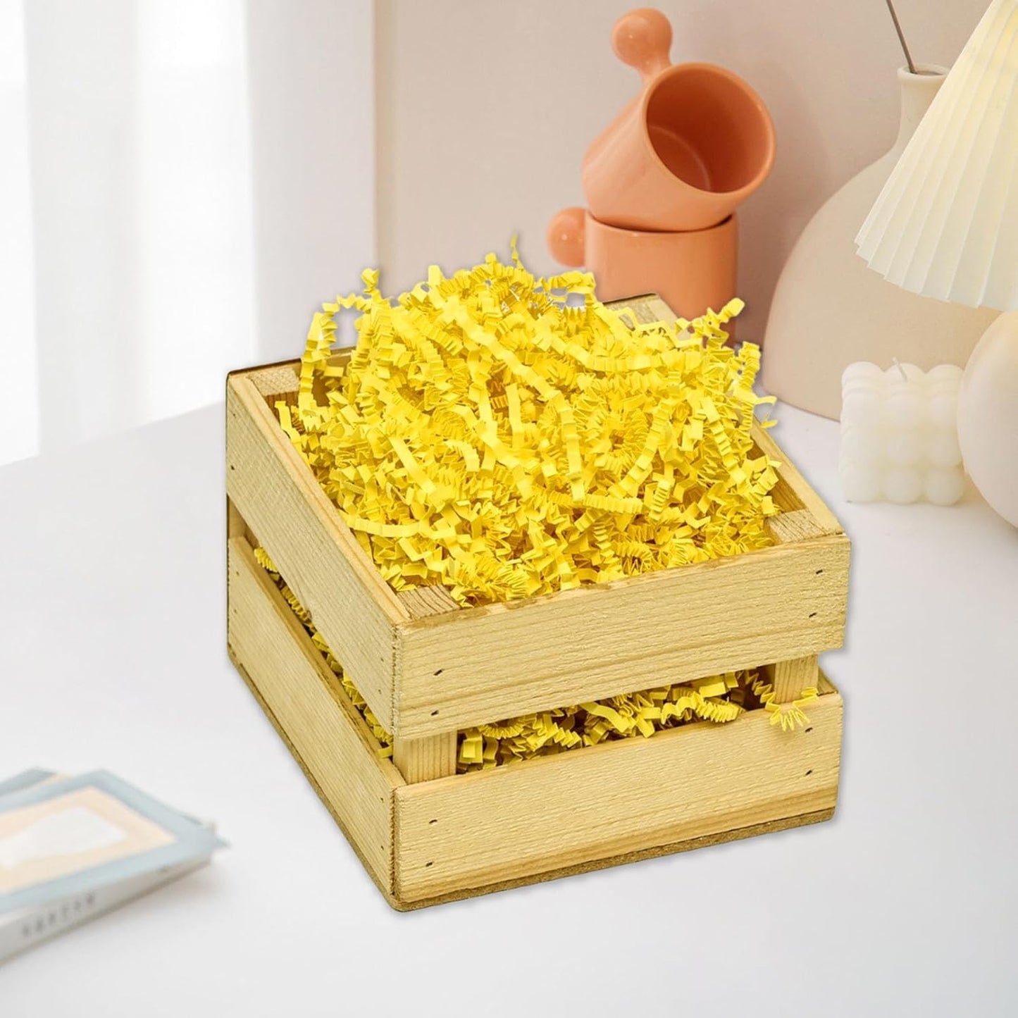 1LB Lemon Yellow Crinkle Cut Paper Shred Filler, Paper Shreds for Basket Fillers, Birthday, Gift Wrapping, Anniversary, Wedding, Halloween, Thanksgiving, Christmas Gift Decor Party Filler