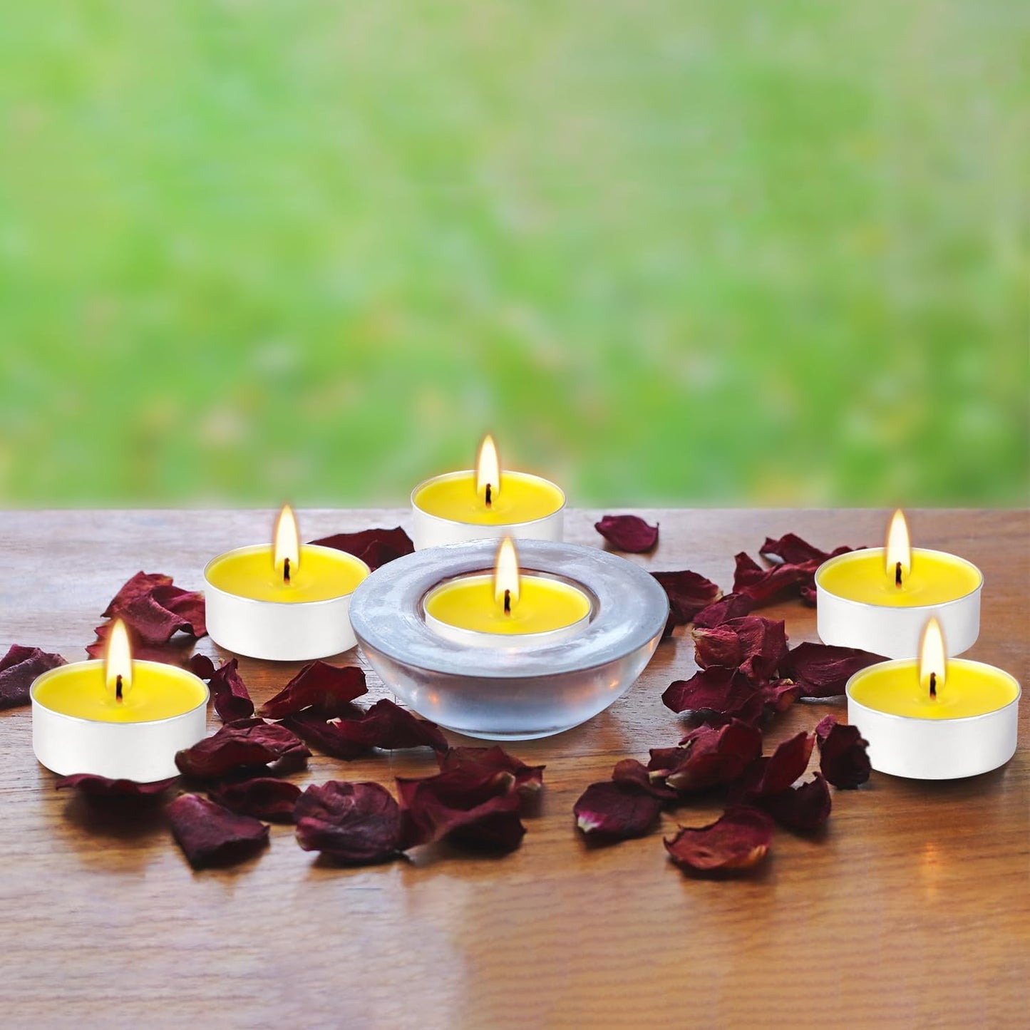100 Pack Scented Tealight Candles - 4 Hours Burning Lemon Aromatherapy | Valentine's Day Romantic Dinner & New Year Home Decor, Yellow Votive Candles for Wedding, Holiday Gift & Emergency (Yellow)