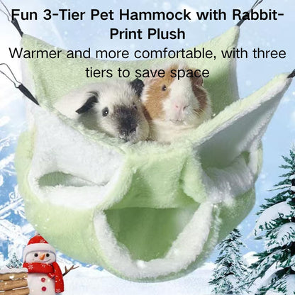 Guinea Pig Hammock 3 Layers Rat Hammock Small Animals Hanging Bed Hamster Pet Cage Accessories for Chinchilla Ferret Sugar Glider Squirrel Kitten Rat Sleeping and Playing (Yellow)