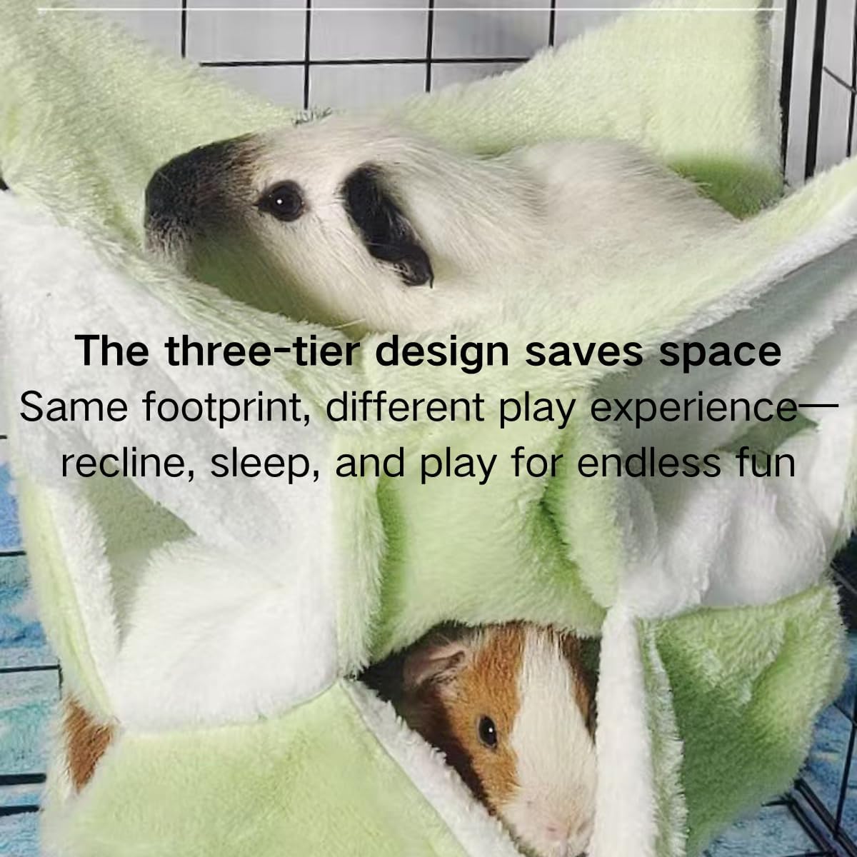 Guinea Pig Hammock 3 Layers Rat Hammock Small Animals Hanging Bed Hamster Pet Cage Accessories for Chinchilla Ferret Sugar Glider Squirrel Kitten Rat Sleeping and Playing (Yellow)
