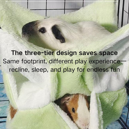 Guinea Pig Hammock 3 Layers Rat Hammock Small Animals Hanging Bed Hamster Pet Cage Accessories for Chinchilla Ferret Sugar Glider Squirrel Kitten Rat Sleeping and Playing (Yellow)
