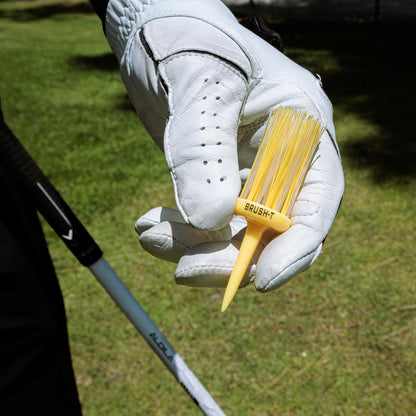 Premium Plastic Golf Tees, Yellow XLT Size 3 1/8", Unbreakable Innovative Design, Consistent Height, Perfect Golf Gift for Men and Women. Golfing Brush Tees, Works with Any Golf Ball