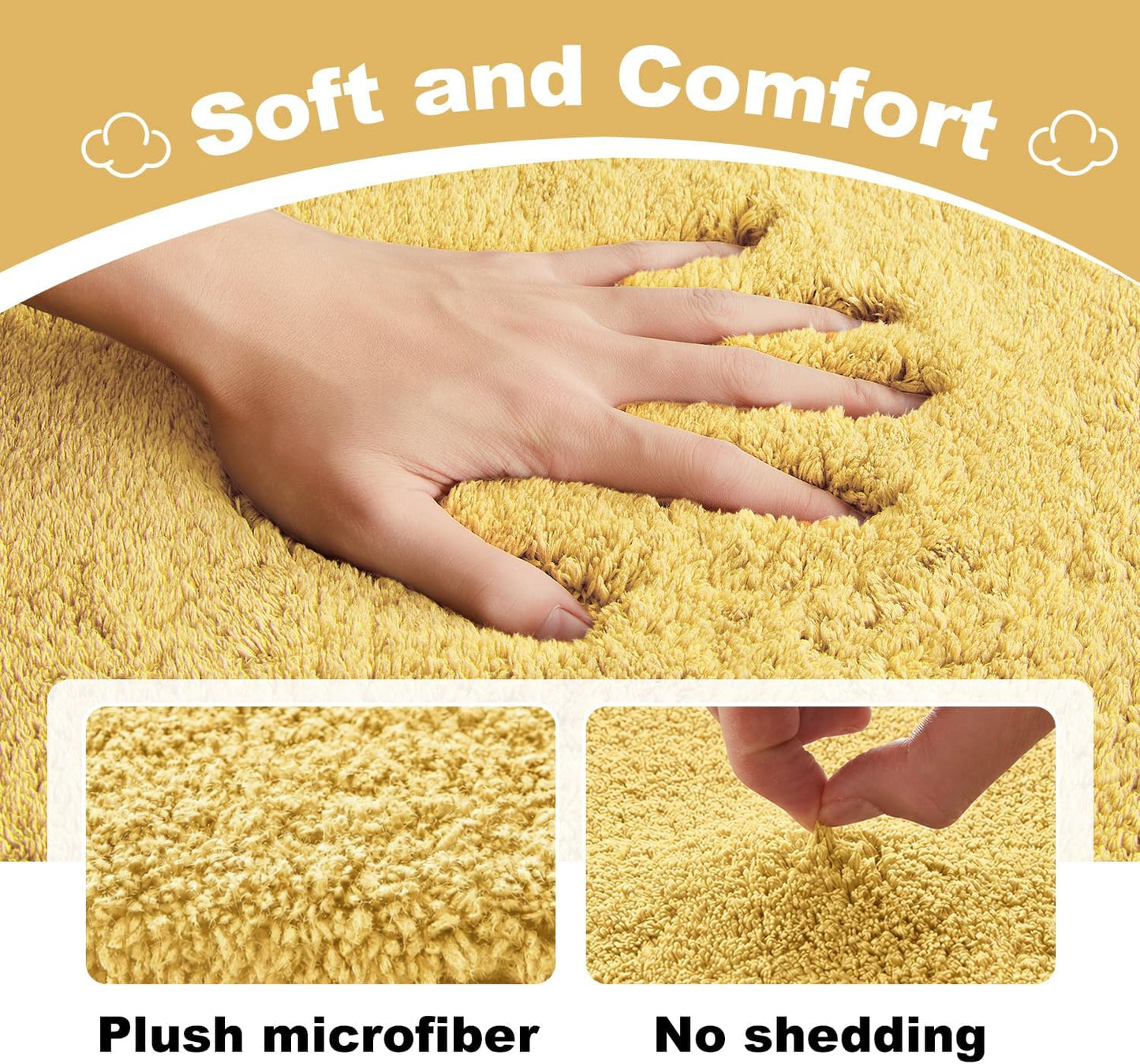 Yellow Bathroom Rugs, Ultra Soft Bath Rugs Non Slip Washable, Super Absorbent Quick Dry Small Bath Mat with Rubber Backing for Bathroom Floor, Shower, or Sink, Yellow 16" x 24"