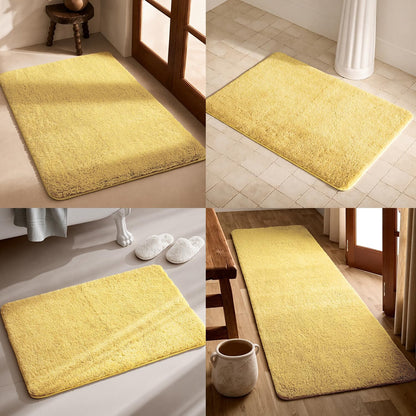 Yellow Bathroom Rugs, Ultra Soft Bath Rugs Non Slip Washable, Super Absorbent Quick Dry Small Bath Mat with Rubber Backing for Bathroom Floor, Shower, or Sink, Yellow 16" x 24"