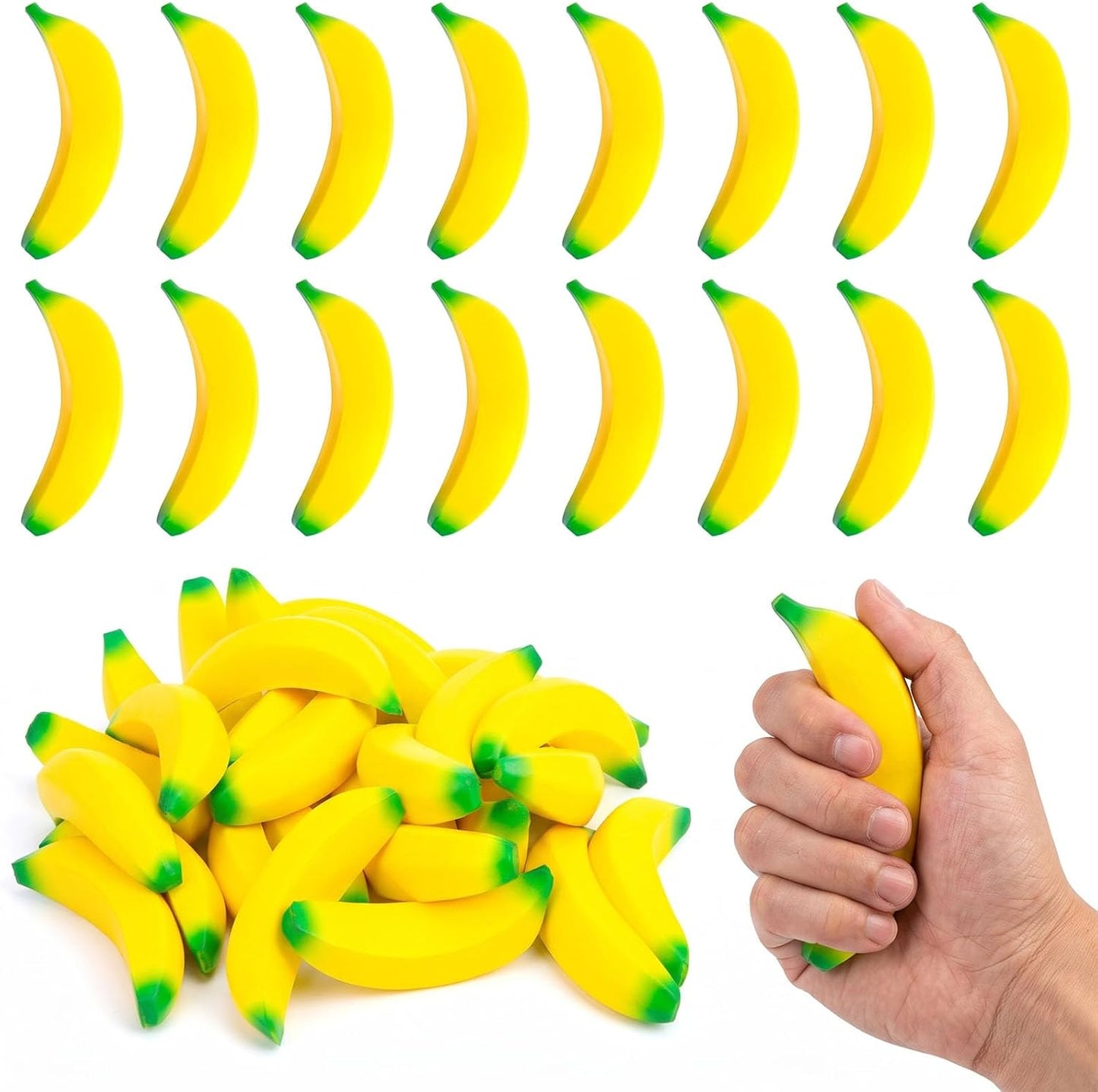30PCS Banana Stress Toys, Squishy Squeeze Toys, Mini, Soft | Banana Stress Relief Fidget for Classroom Prizes Treasure Box, Goodie Bag Stuffers, Birthday Party Favors