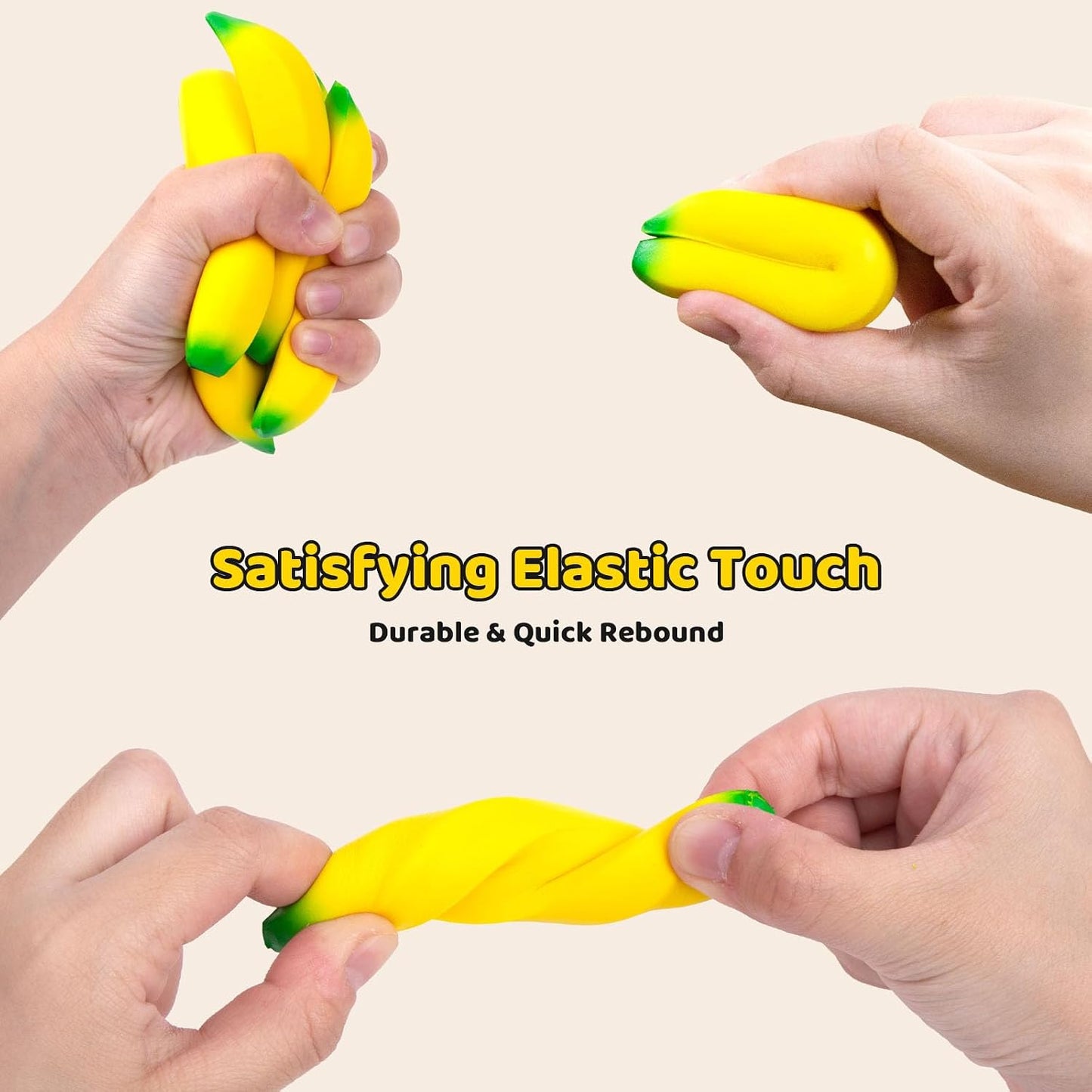 30PCS Banana Stress Toys, Squishy Squeeze Toys, Mini, Soft | Banana Stress Relief Fidget for Classroom Prizes Treasure Box, Goodie Bag Stuffers, Birthday Party Favors
