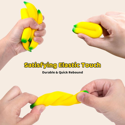 30PCS Banana Stress Toys, Squishy Squeeze Toys, Mini, Soft | Banana Stress Relief Fidget for Classroom Prizes Treasure Box, Goodie Bag Stuffers, Birthday Party Favors
