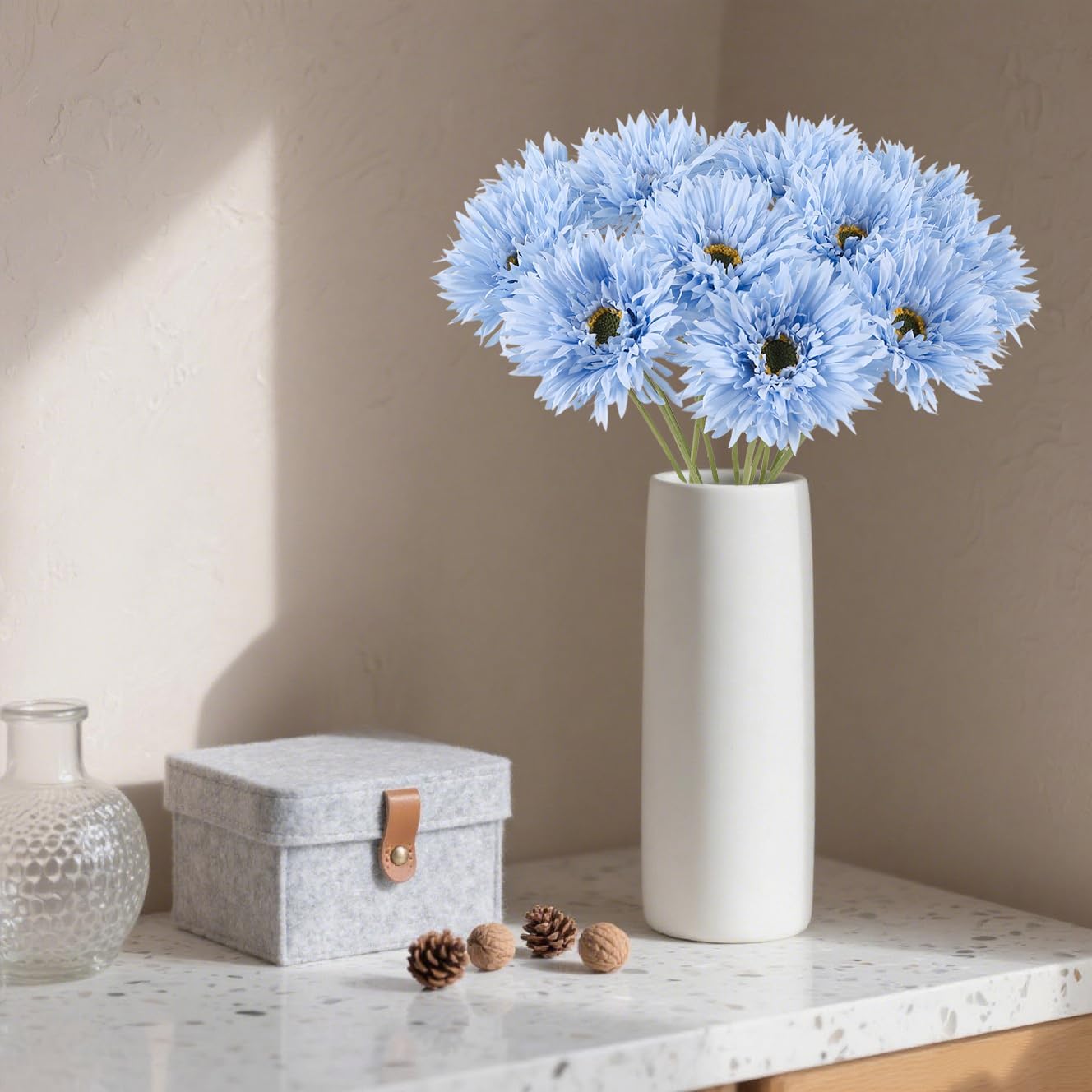 12pcs Yellow Gerbera Daisy Artificial Flowers Realistic Faux Daisies Fake Daisy Flowers for Vase Table Centerpiece Home Wedding Party Garden Decoration(Yellow)