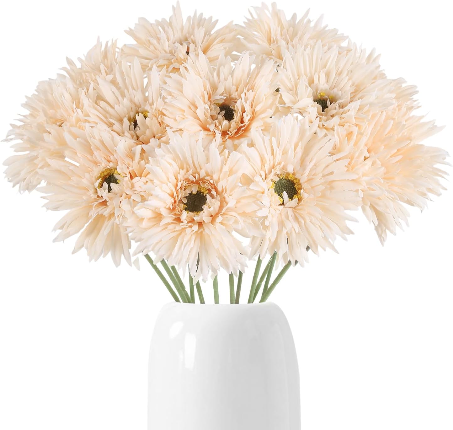 12pcs Yellow Gerbera Daisy Artificial Flowers Realistic Faux Daisies Fake Daisy Flowers for Vase Table Centerpiece Home Wedding Party Garden Decoration(Yellow)