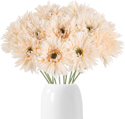 12pcs Yellow Gerbera Daisy Artificial Flowers Realistic Faux Daisies Fake Daisy Flowers for Vase Table Centerpiece Home Wedding Party Garden Decoration(Yellow)