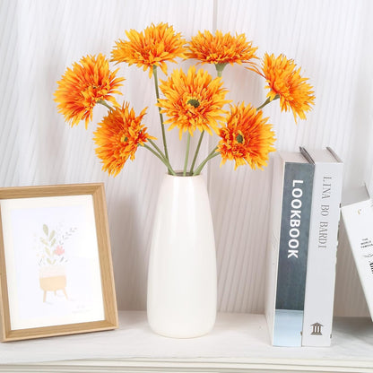 12pcs Yellow Gerbera Daisy Artificial Flowers Realistic Faux Daisies Fake Daisy Flowers for Vase Table Centerpiece Home Wedding Party Garden Decoration(Yellow)