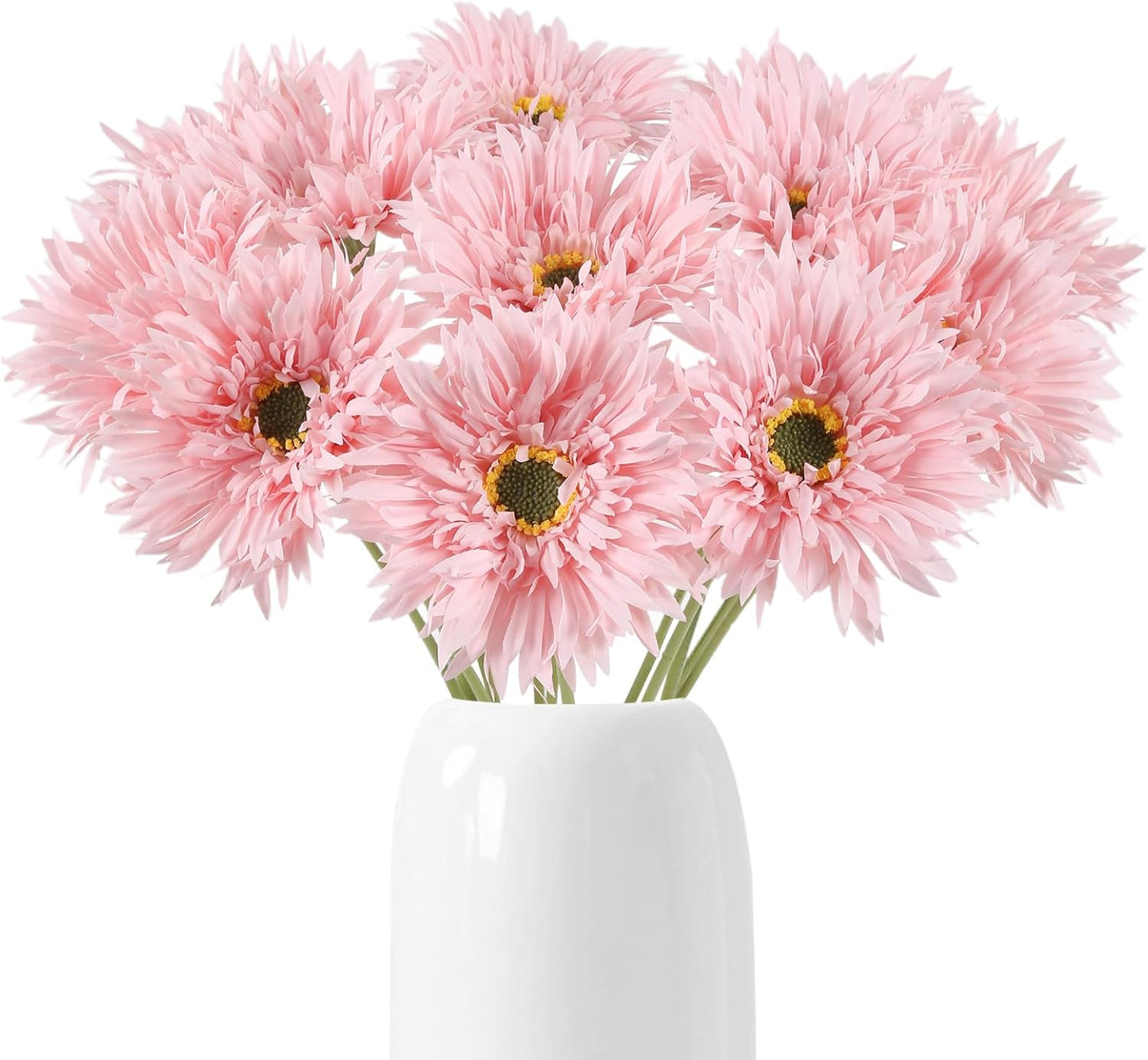 12pcs Yellow Gerbera Daisy Artificial Flowers Realistic Faux Daisies Fake Daisy Flowers for Vase Table Centerpiece Home Wedding Party Garden Decoration(Yellow)