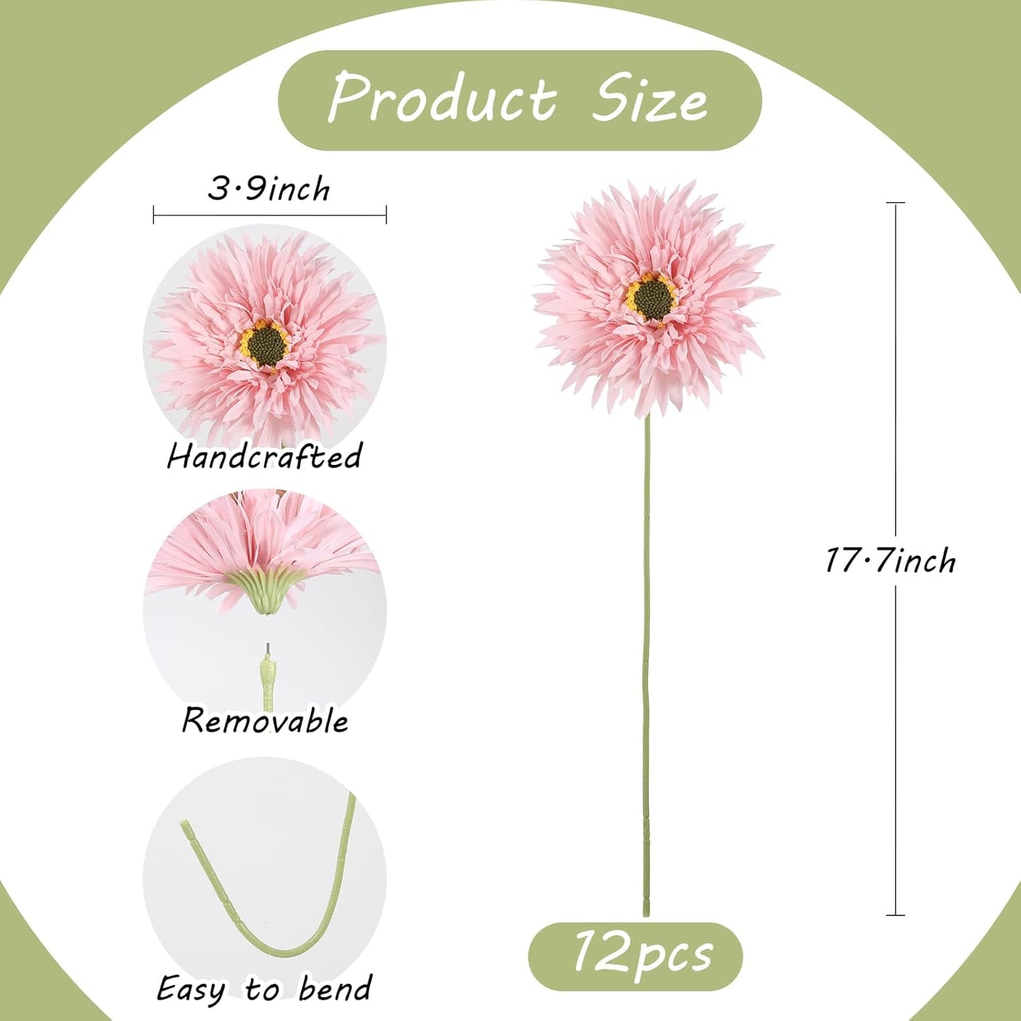 12pcs Yellow Gerbera Daisy Artificial Flowers Realistic Faux Daisies Fake Daisy Flowers for Vase Table Centerpiece Home Wedding Party Garden Decoration(Yellow)