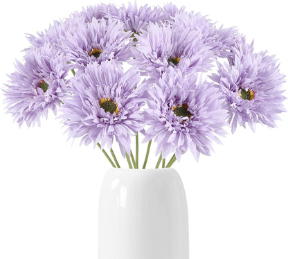 12pcs Yellow Gerbera Daisy Artificial Flowers Realistic Faux Daisies Fake Daisy Flowers for Vase Table Centerpiece Home Wedding Party Garden Decoration(Yellow)