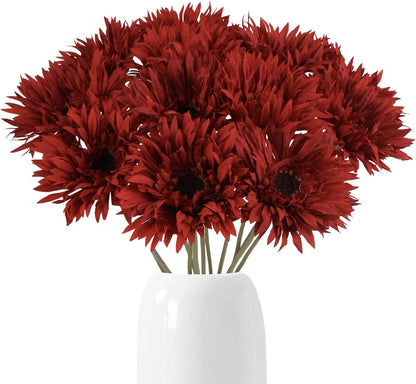 12pcs Yellow Gerbera Daisy Artificial Flowers Realistic Faux Daisies Fake Daisy Flowers for Vase Table Centerpiece Home Wedding Party Garden Decoration(Yellow)