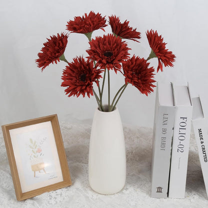 12pcs Yellow Gerbera Daisy Artificial Flowers Realistic Faux Daisies Fake Daisy Flowers for Vase Table Centerpiece Home Wedding Party Garden Decoration(Yellow)