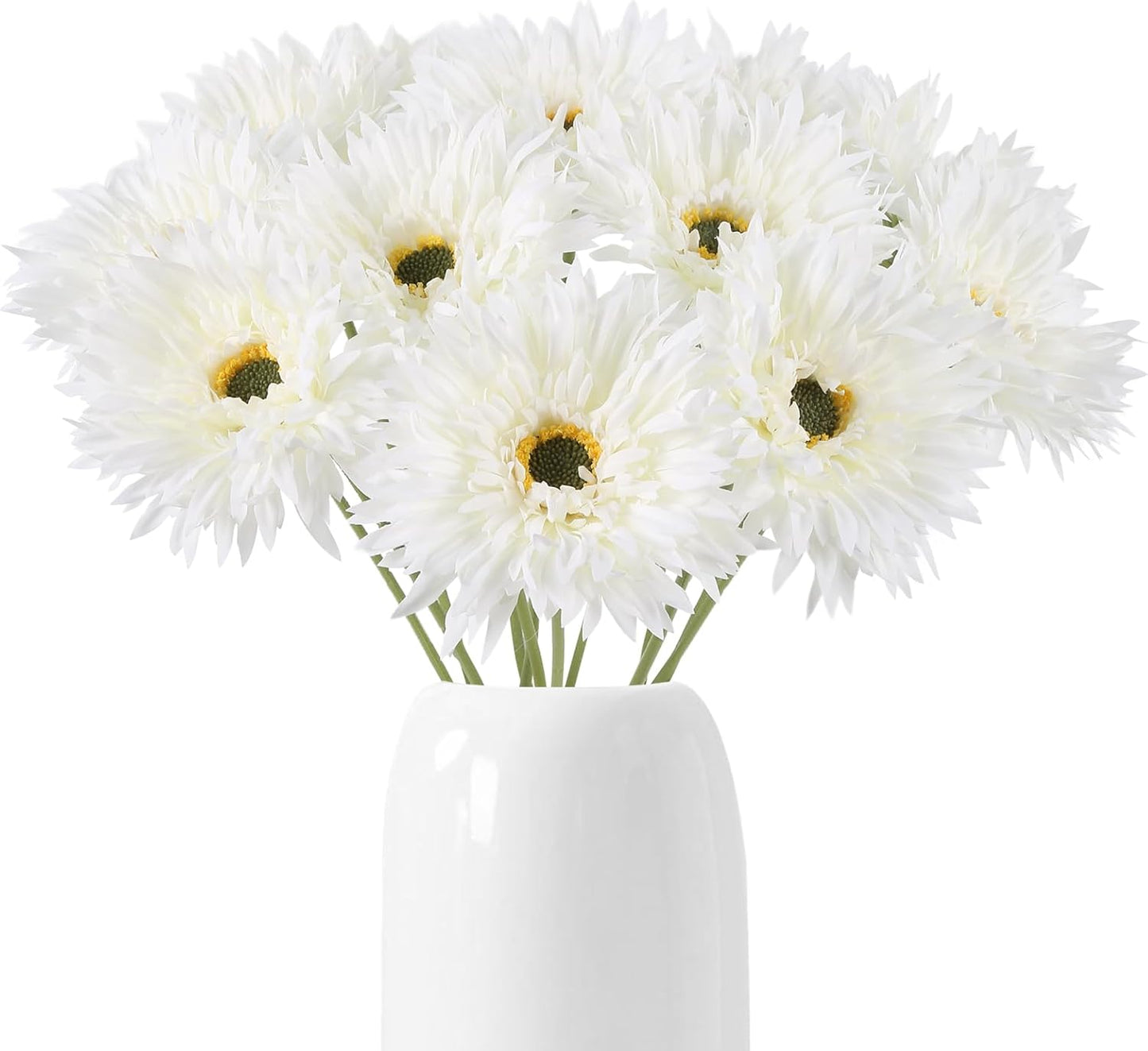 12pcs Yellow Gerbera Daisy Artificial Flowers Realistic Faux Daisies Fake Daisy Flowers for Vase Table Centerpiece Home Wedding Party Garden Decoration(Yellow)