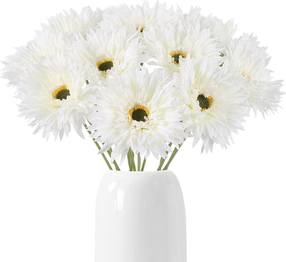 12pcs Yellow Gerbera Daisy Artificial Flowers Realistic Faux Daisies Fake Daisy Flowers for Vase Table Centerpiece Home Wedding Party Garden Decoration(Yellow)
