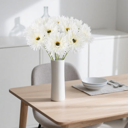 12pcs Yellow Gerbera Daisy Artificial Flowers Realistic Faux Daisies Fake Daisy Flowers for Vase Table Centerpiece Home Wedding Party Garden Decoration(Yellow)