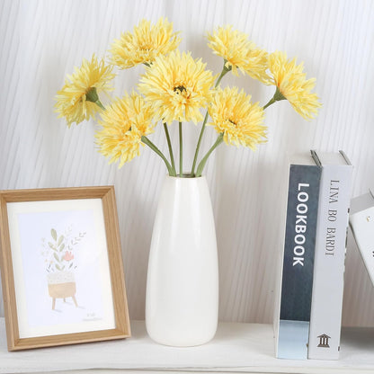 12pcs Yellow Gerbera Daisy Artificial Flowers Realistic Faux Daisies Fake Daisy Flowers for Vase Table Centerpiece Home Wedding Party Garden Decoration(Yellow)