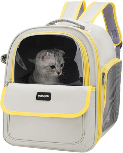 Portable Bag Double oulder Large Space Pet Bapa ，Compatible for Outdoor Travel Breathable Side Opening Supplies(Yellow)