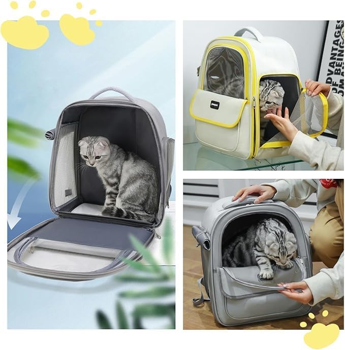 Portable Bag Double oulder Large Space Pet Bapa ，Compatible for Outdoor Travel Breathable Side Opening Supplies(Yellow)