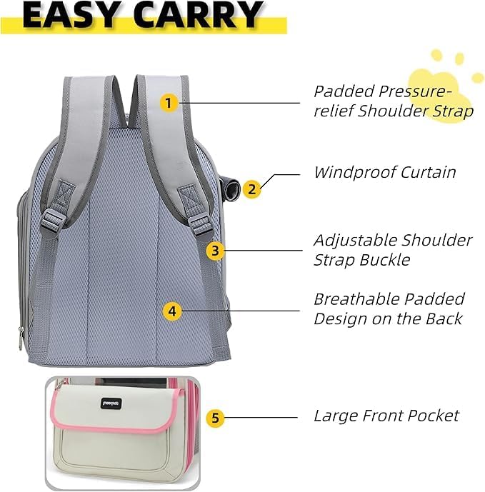 Portable Bag Double oulder Large Space Pet Bapa ，Compatible for Outdoor Travel Breathable Side Opening Supplies(Yellow)