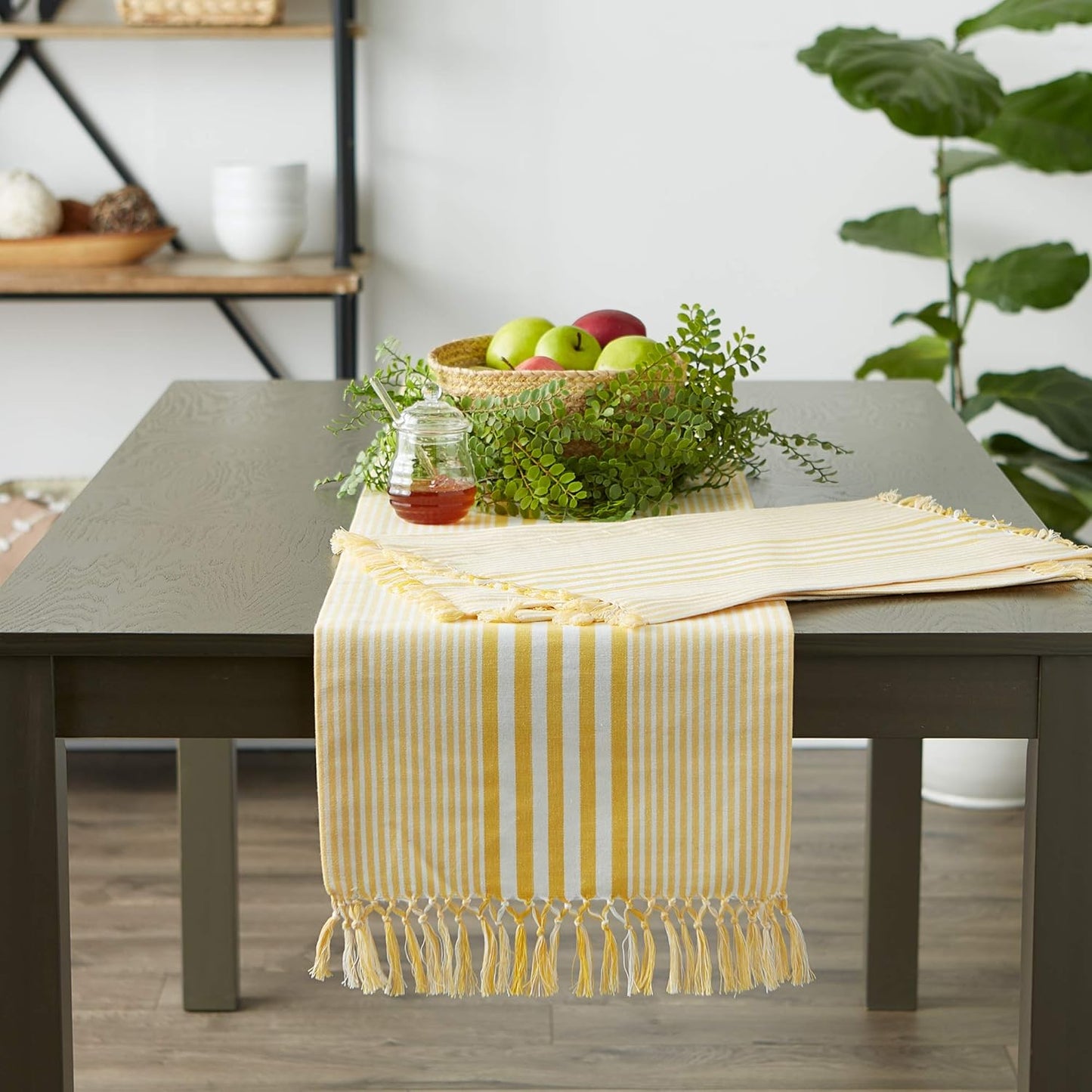 Multi Strip Kitchen Tabletop Collection, Table Runner, 14x72, Deep Yellow