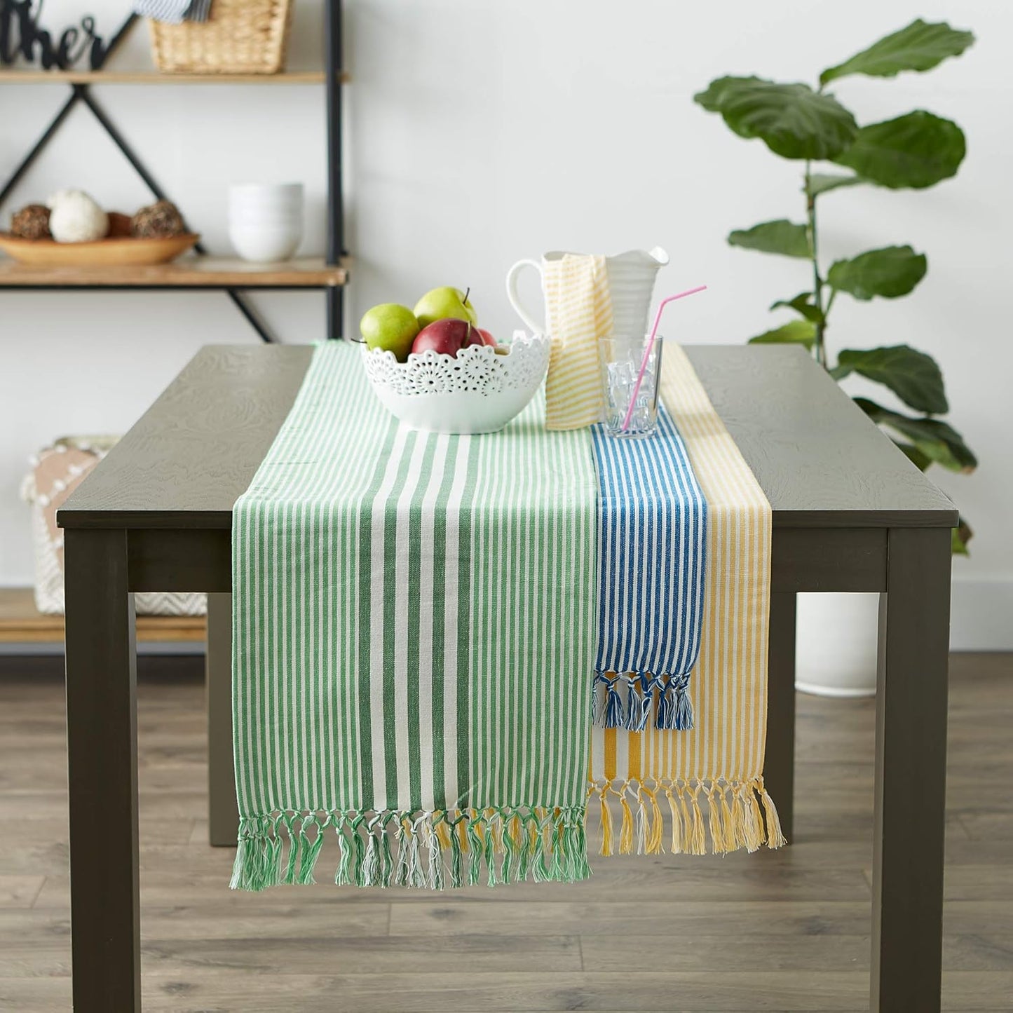 Multi Strip Kitchen Tabletop Collection, Table Runner, 14x72, Deep Yellow