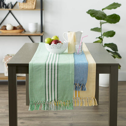Multi Strip Kitchen Tabletop Collection, Table Runner, 14x72, Deep Yellow