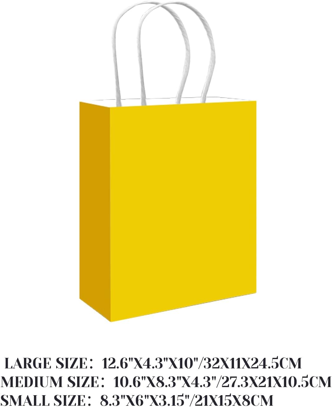 100PCS Gift Bag with Handles Bulk Bright Yellow Paper Bags Assorted Sizes(33pcs Large 13",33pcs Medium 11",34pcs Small 8")