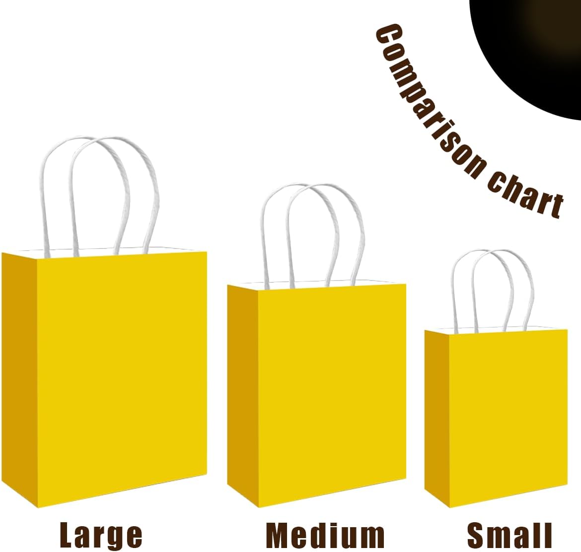 100PCS Gift Bag with Handles Bulk Bright Yellow Paper Bags Assorted Sizes(33pcs Large 13",33pcs Medium 11",34pcs Small 8")