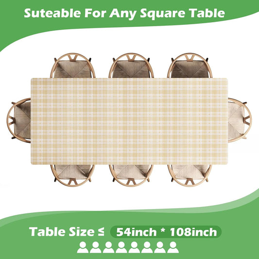 Disposable Plastic Tablecloths 6 Pack, Light Yellow Gingham Table Covers 54x108 Inch, Heavy Duty & Leakproof Plaid Rectangle Tablecloths for Party, Picnic, Birthday