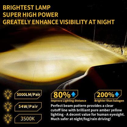Yellow LED Fog Lights Assembly with Clear Lens for 2016-2022 Tacoma 2009-2013 Camry Corolla 2014-2022 4Runner 2014-2019 Tundra Amber Golden Yellow Bumper Driving Lamps Replacement