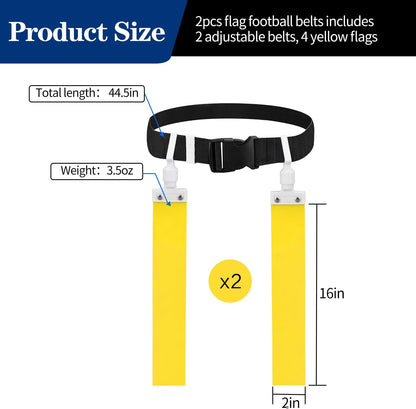 Adjustable Flag Football Belt Set, with Belt and Flags, for Youths, Adults