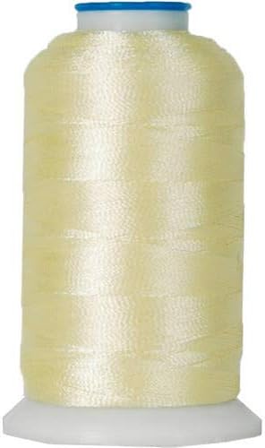 Polyester Machine Embroidery Thread, 1000M 40wt, Pale Yellow 151 | 40wt trilobal polyester embroidery thread with bright sheen. Works with home and commercial embroidery and sewing machines.