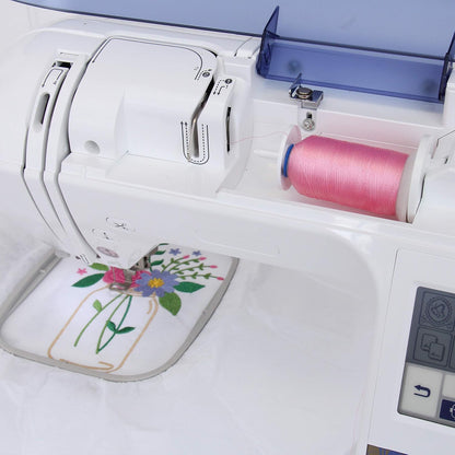 Polyester Machine Embroidery Thread, 1000M 40wt, Pale Yellow 151 | 40wt trilobal polyester embroidery thread with bright sheen. Works with home and commercial embroidery and sewing machines.