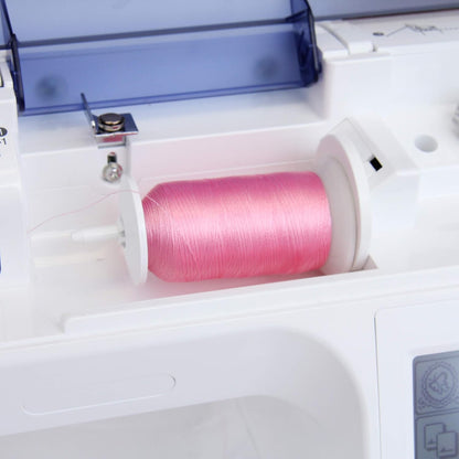 Polyester Machine Embroidery Thread, 1000M 40wt, Pale Yellow 151 | 40wt trilobal polyester embroidery thread with bright sheen. Works with home and commercial embroidery and sewing machines.